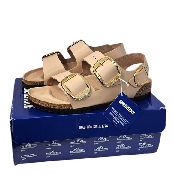 Birkenstock Shoes - Birkenstock Womens High Shine Milano Big Buckle Sling Back Sandle,Narrow Size 10